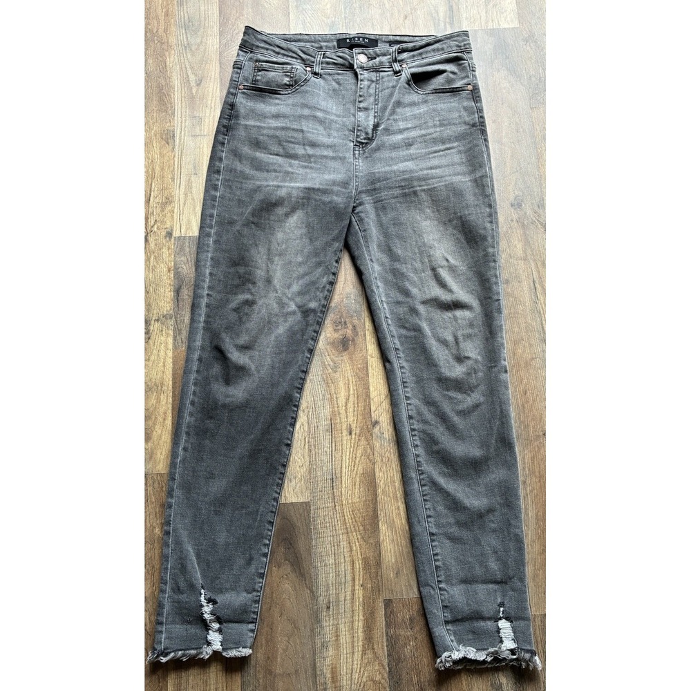 Risen Los Angeles Jeans Womens 13/31 Gray Distressed Skinny High Rise Frayed Hem